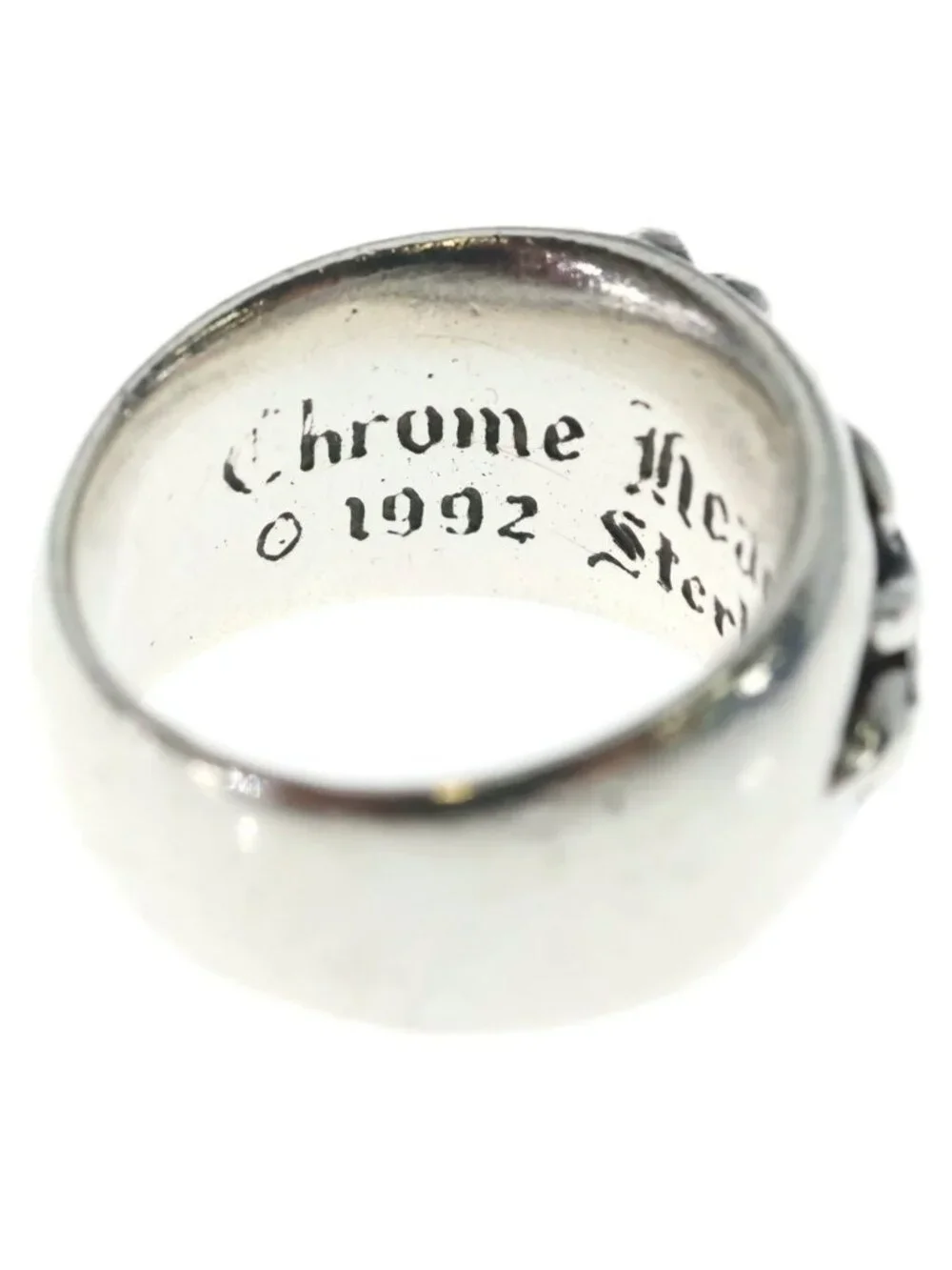 Chrome Hearts Flrl Crs Floral Cross Ring Silver Diamond